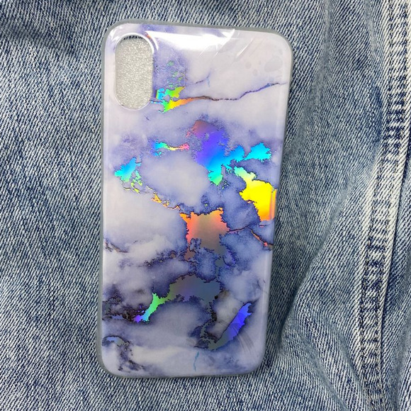 iPhone 6s Plus Case Blue Purple Metallic Marble Cover NEW Silicone Glossy - Picture 1 of 5
